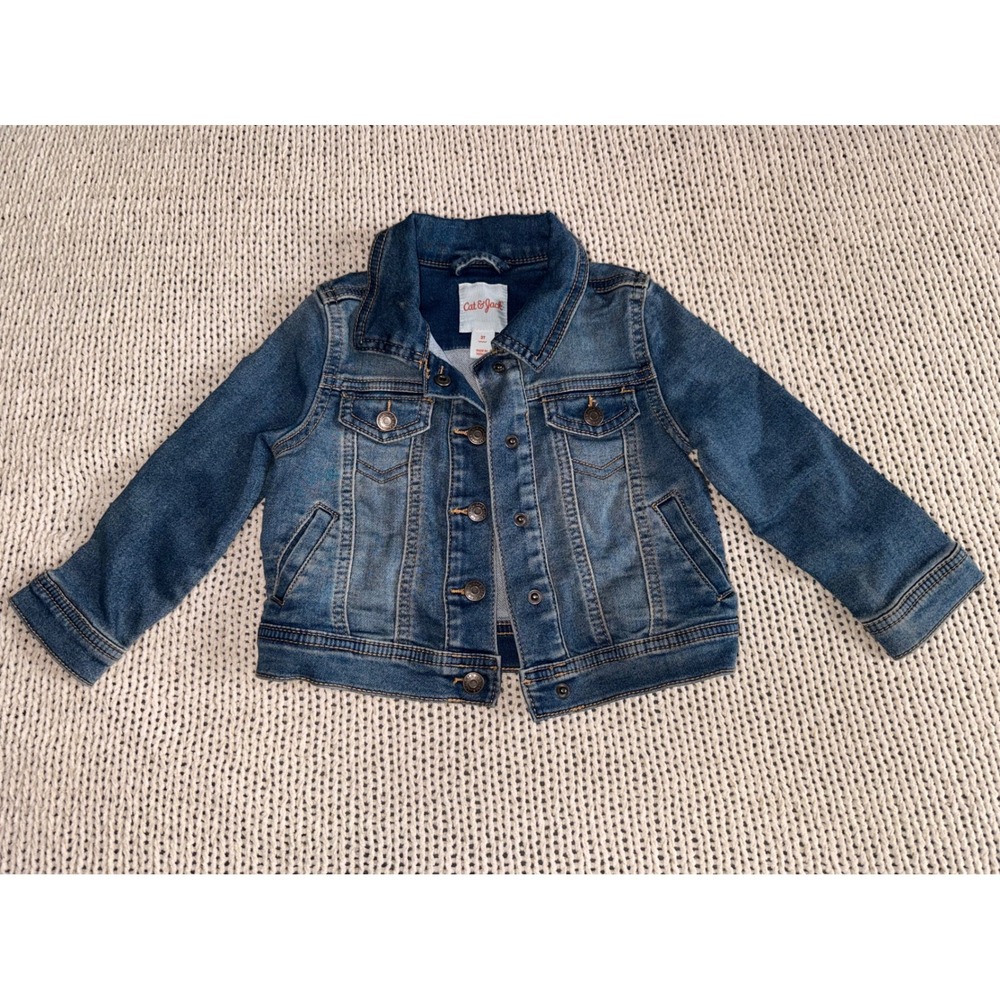 Cat & Jack Toddler Denim Jacket Medium Wash Blue Button Up Size 2T